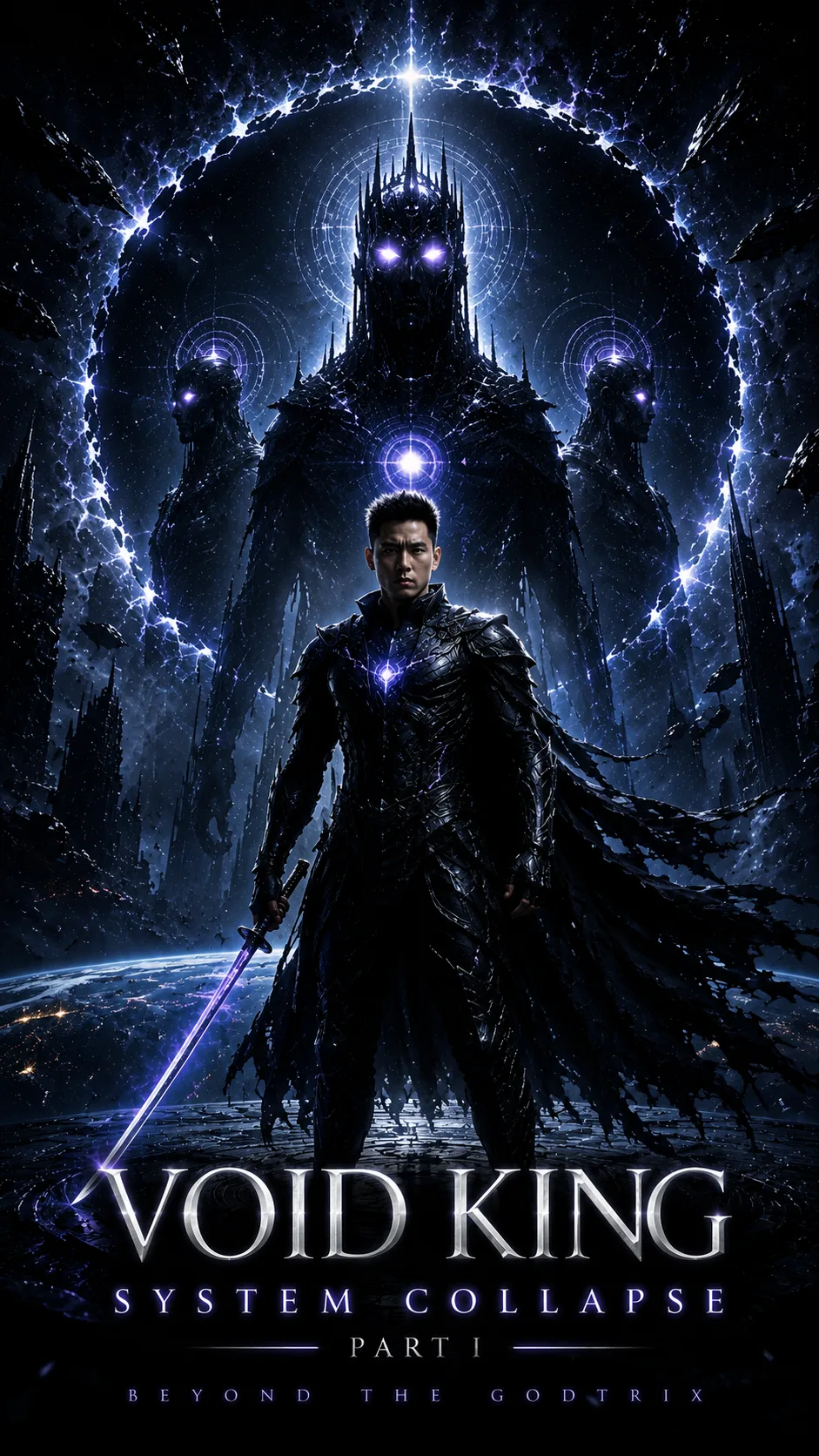 Void King Half Form with violet katana and mirrored identities